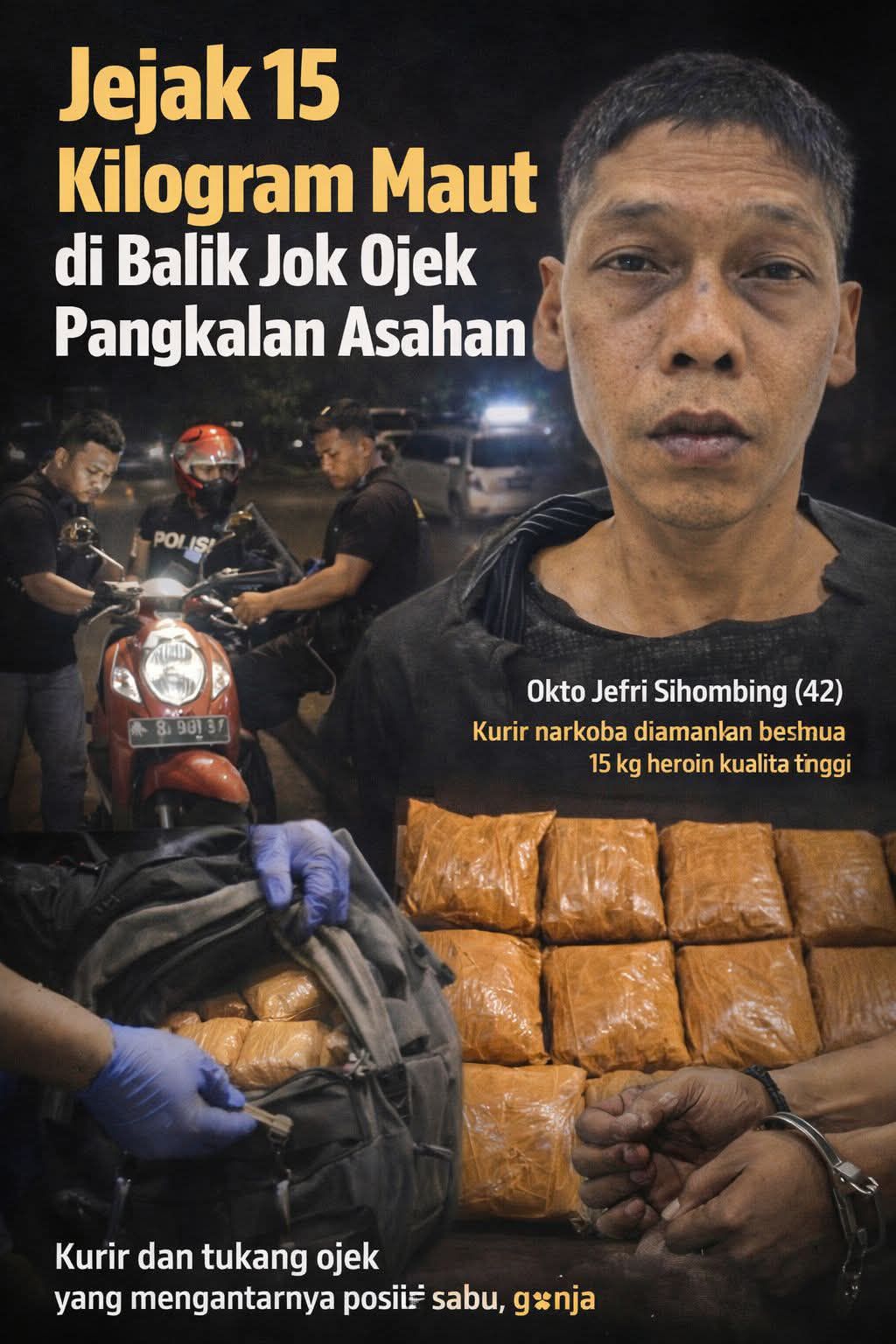 Jejak 15 Kilogram Maut di Balik Jok Ojek Pangkalan Asahan