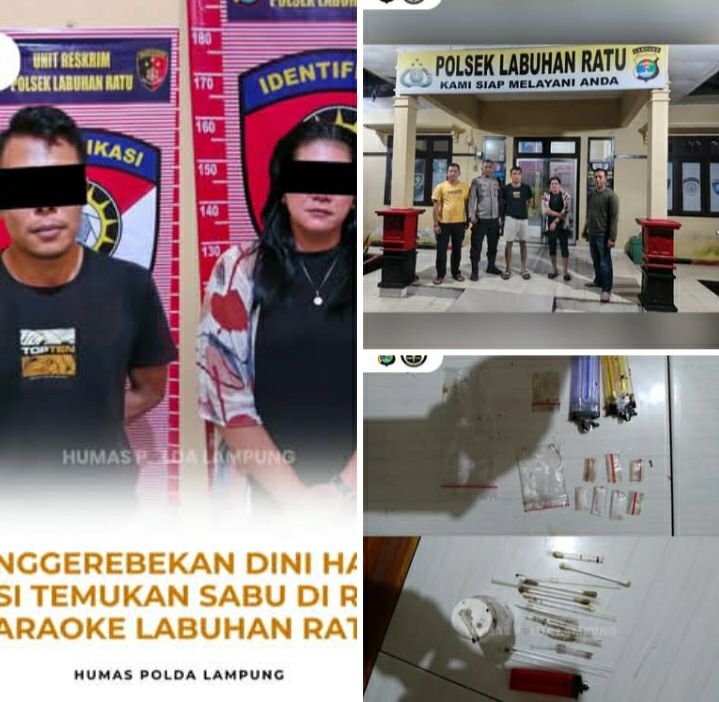 POLRES LAMPUNG TIMUR BERHASIL UNGKAP KASUS PENYALAHGUNAAN NARKOTIKA DI ROOM KARAOKE DESA RAJABASA LAMA – POLSEK LABUHAN RATU AMANKAN DUA TERSangka FDO DAN FU, TEMUKAN SABU-SABU DAN ALAT HISAP DI BAWAH MEJA