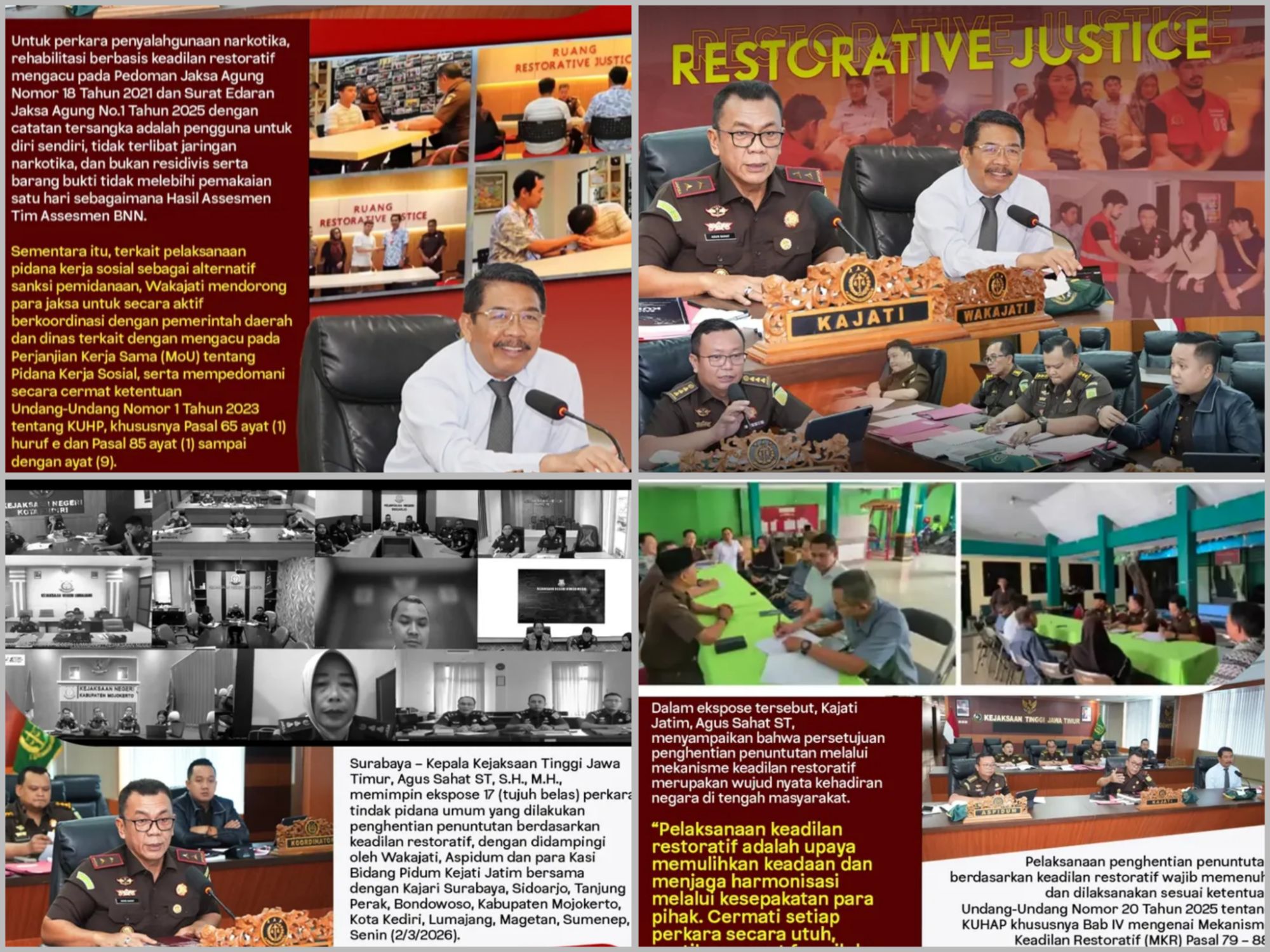 KAJATI JATIM MENYETUJUI EKSPOSE MANDIRI 17 PERKARA PIDUM MELALUI MEKANISME KEADILAN RESTORATIF