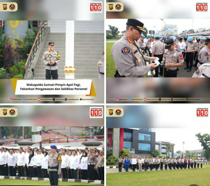 Wakapolda Sumsel Pimpin Apel Pagi, Tekankan Pengawasan dan Soliditas Personel