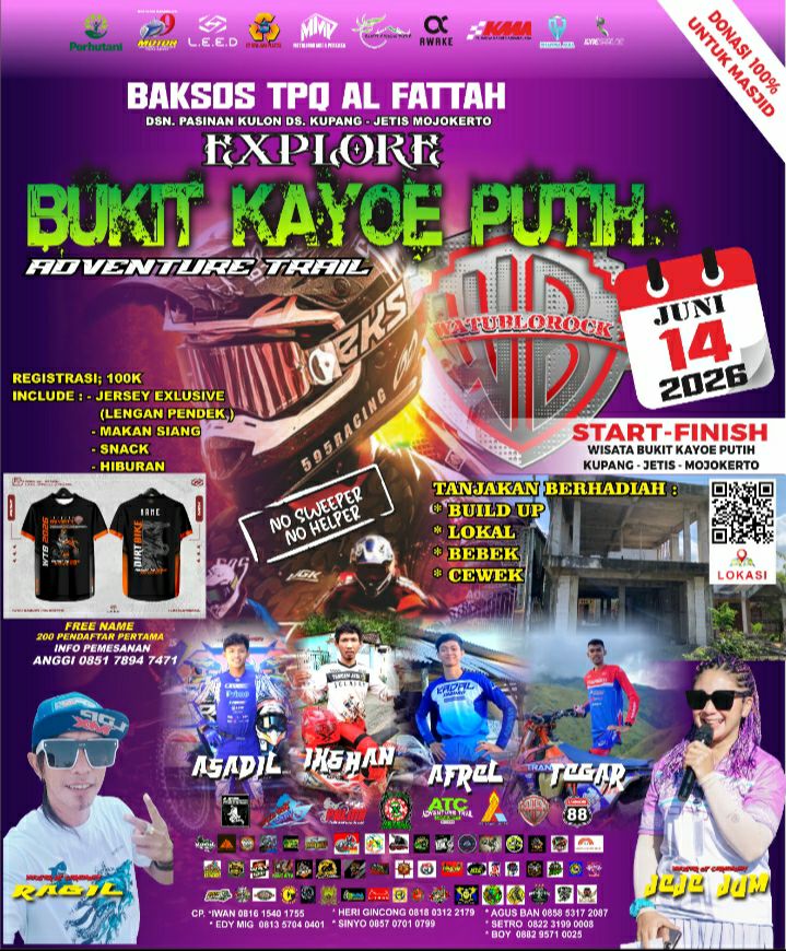 GELAR ADVENTURE TRAIL “EXPLORE BUKIT KAYOE PUTIH”, TPQ AL FATTAH GELAR BAKSOS DAN BALAP MOTOR