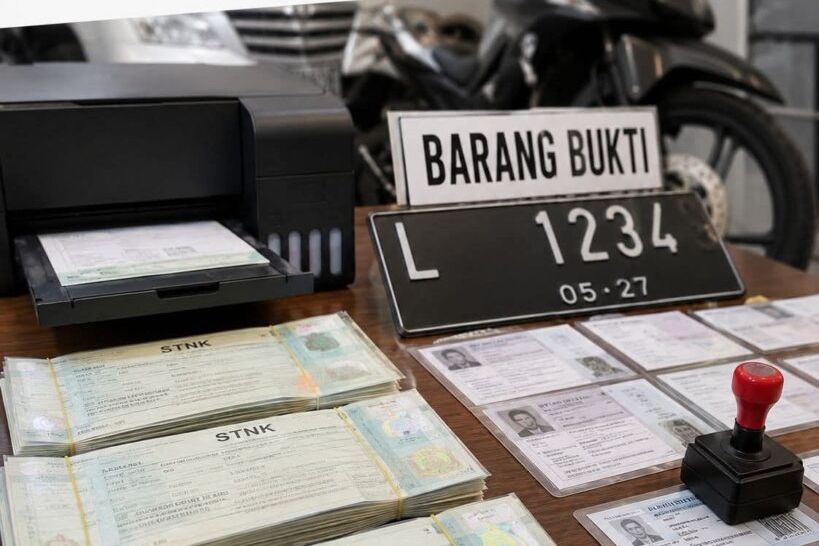 Polrestabes Surabaya Bongkar Sindikat STNK Palsu: Modus Manual Canggih, Harga Rp3 Juta Per Lembar, Pasarkan Kendaraan Bodong Se-Jatim