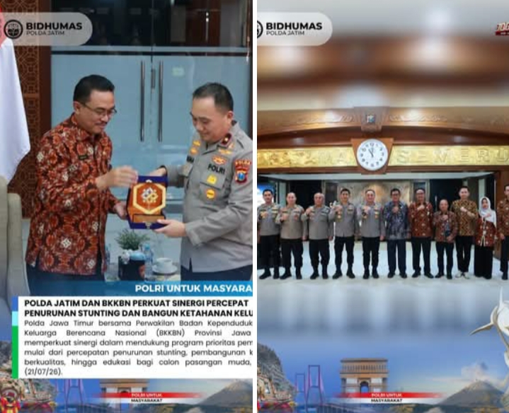 Polda Jatim dan BKKBN Provinsi Jatim Perkuat Sinergi Dukung Program Prioritas Pemerintah, Mulai Penurunan Stunting Hingga Edukasi Pasangan Muda