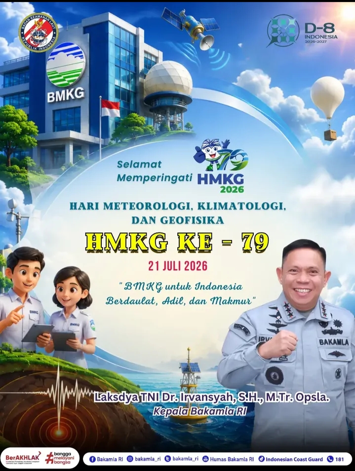 Kepala Bakamla RI dan Seluruh Keluarga Besar Ucapkan Selamat Hari Meteorologi, Klimatologi, dan Geofisika ke-79