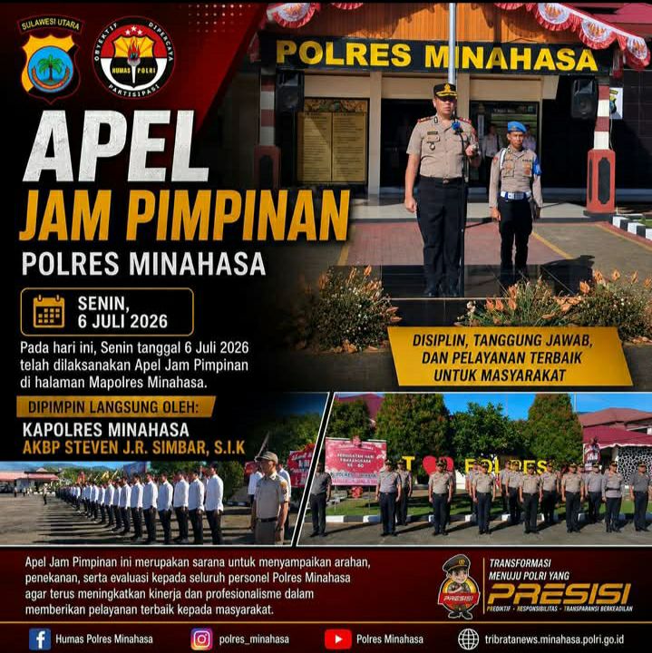 Kapolres Minahasa Pimpin Apel Jam Pimpinan, Tegaskan Pentingnya Disiplin dan Profesionalisme Personel