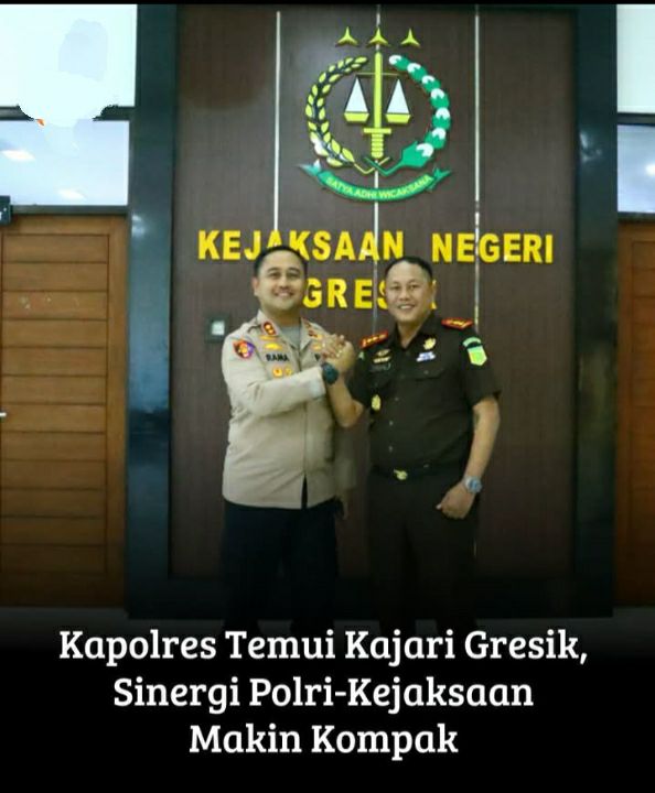 Jalin Sinergi Penegakan Hukum, Kapolres Gresik AKBP Ramadhan Nasution Silaturahmi ke Kajari Gresik